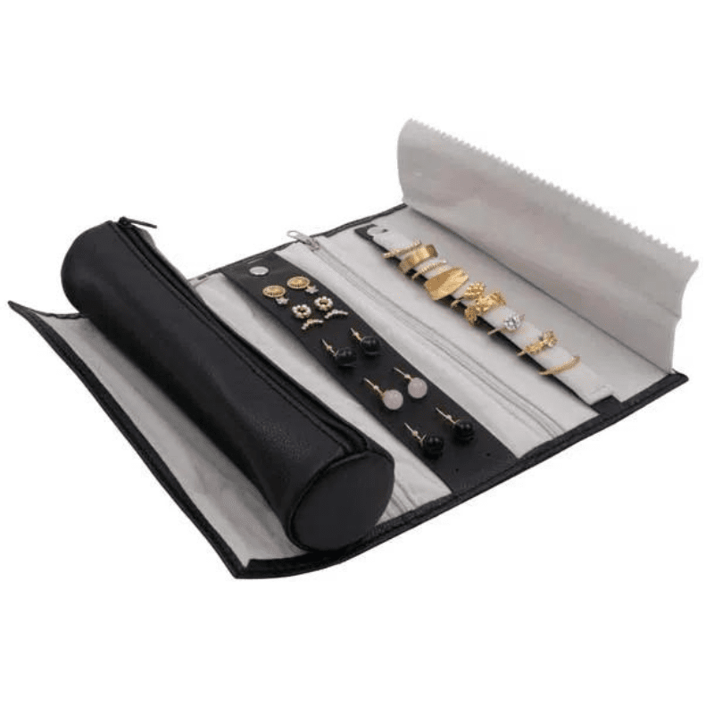 No. 904 Jewellery Case - Black Grey Velour Interior_1 Nr. 904 Rotaslietu futrālis - Melns / Pelēks velūra interjers - Image 1