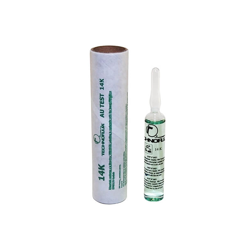 T0150_Technoflux_Testing Acid for 14K Gold Glass Bottle 15ml Testēšanas skābe 14K zeltam Technoflux stikla ampula 15ml - Image 1