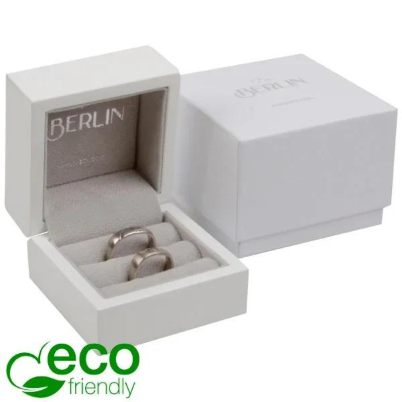 Berlin ECO Jewellery Box for Wedding Rings Glossy White 1 Berlīnes ECO rotu kastīte laulību gredzeniem Spīdīgi balts koks / gaiši pelēks velūra iekšpuse - Image 1