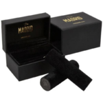 Madrides rotu kastīte laulību gredzeniem - matēti melna, mīksta/melna, velūra iekšējā daļa - Image 2