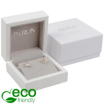 Berlīnes ECO rotu kastīte - Auskari/Auskariņi/Kulons Spīdīgi balts koks/gaiši pelēks velūra iekšpuse