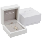 Berlīnes ECO rotu kastīte - Auskari/Auskariņi/Kulons Spīdīgi balts koks/gaiši pelēks velūra iekšpuse - Image 2