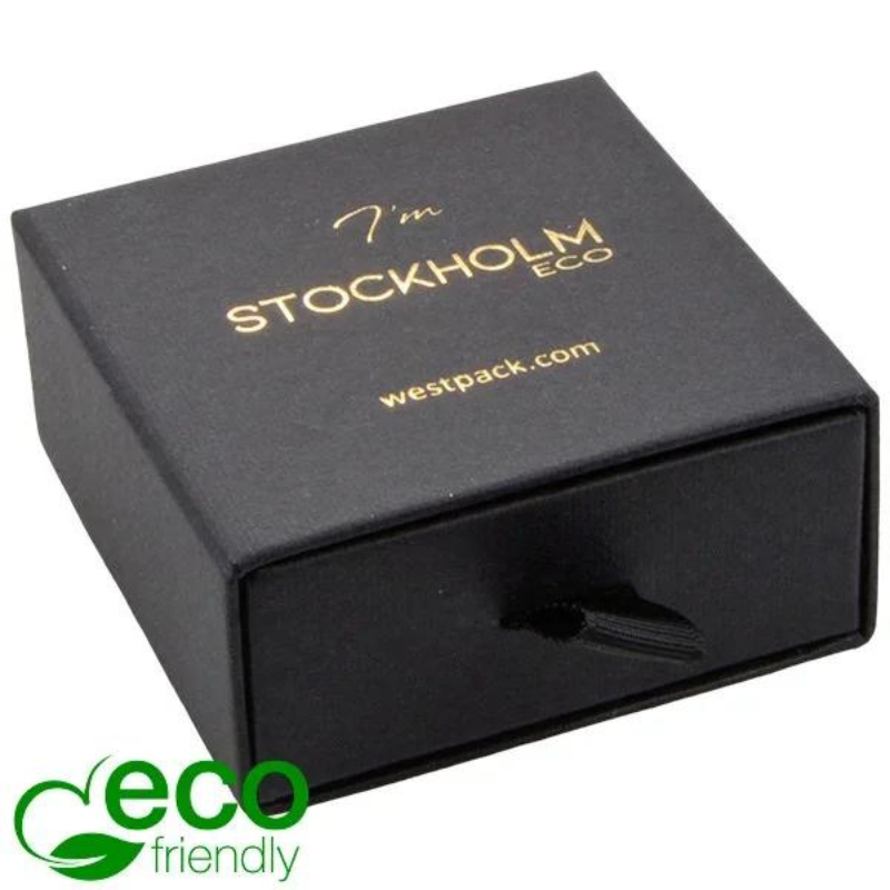 Stockholm ECO Jewellery Box Drop Earrings Pendant Black Buckram 1 Stokholma ECO rotu kastīte Auskari/Kuloni - melns iesaiņojuma kartons/melnas putas - Image 1