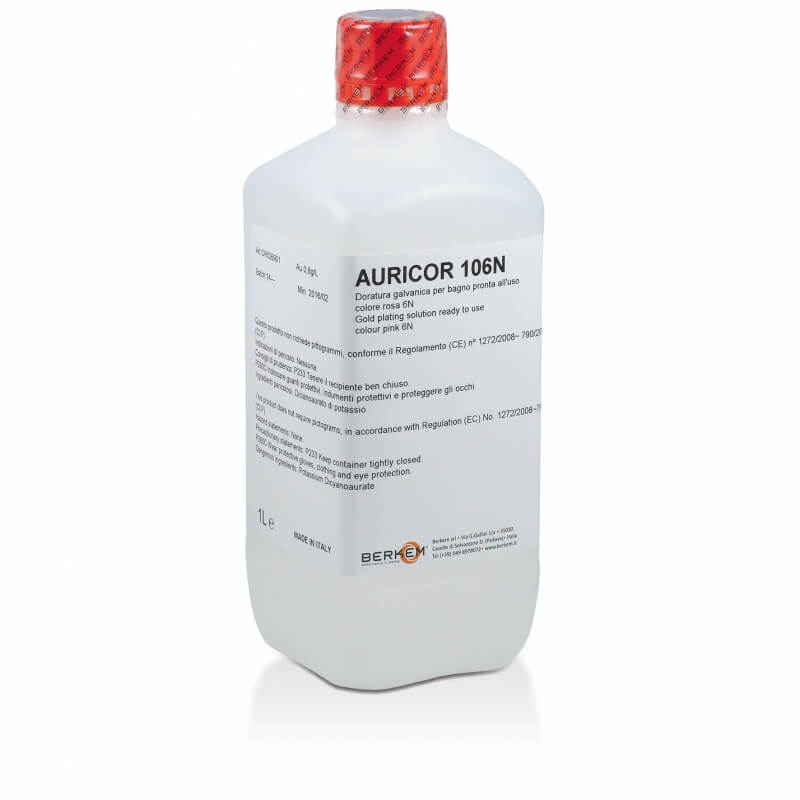 OR026901_Berkem_Alkaline gold flash solution Pink AURICOR 106N sārmains zelta šķīdums galvaniskajai pārklāšanai (gatavs lietošanai), 1 L - Image 1